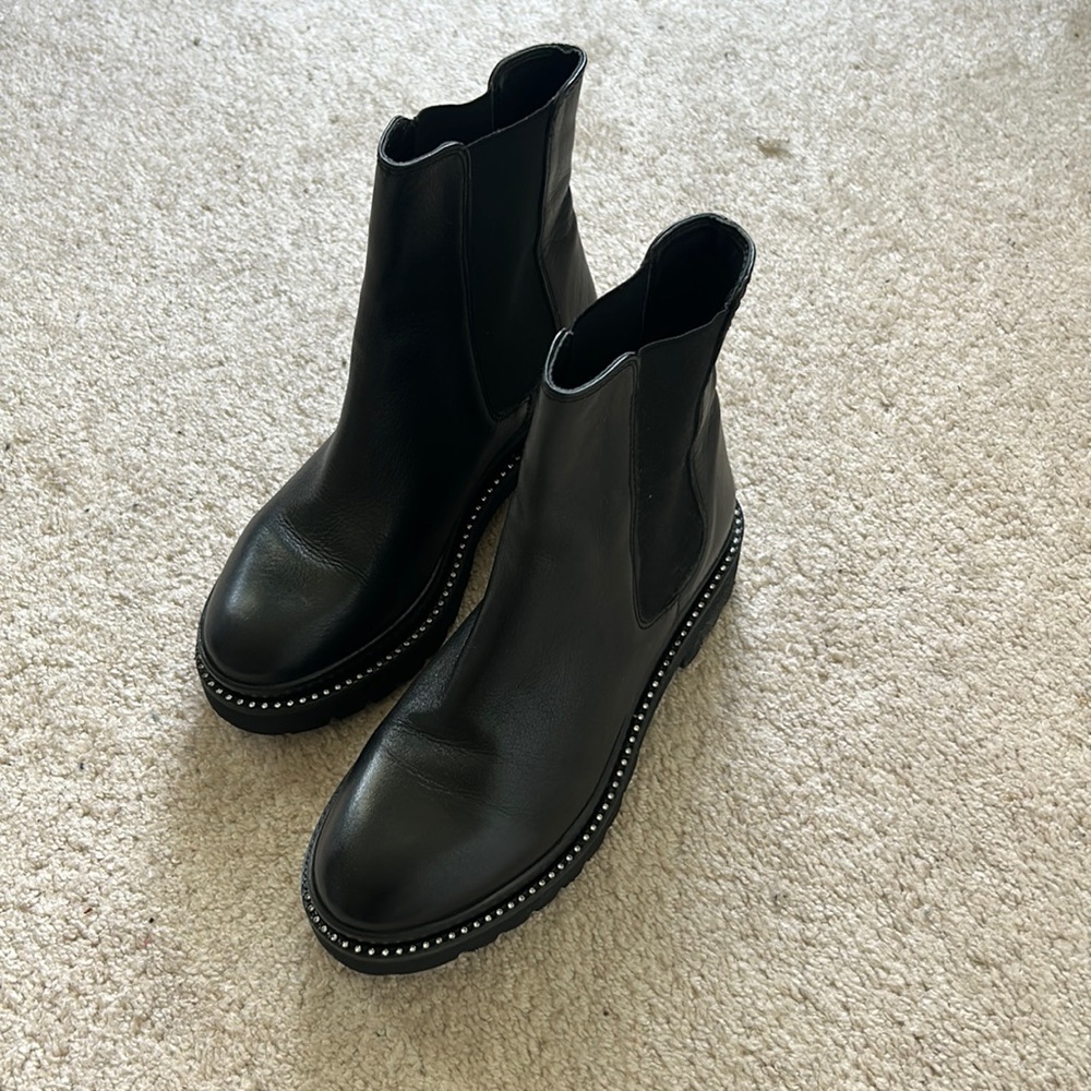 Nine West Leather Chelsea Boots with Rhinestones